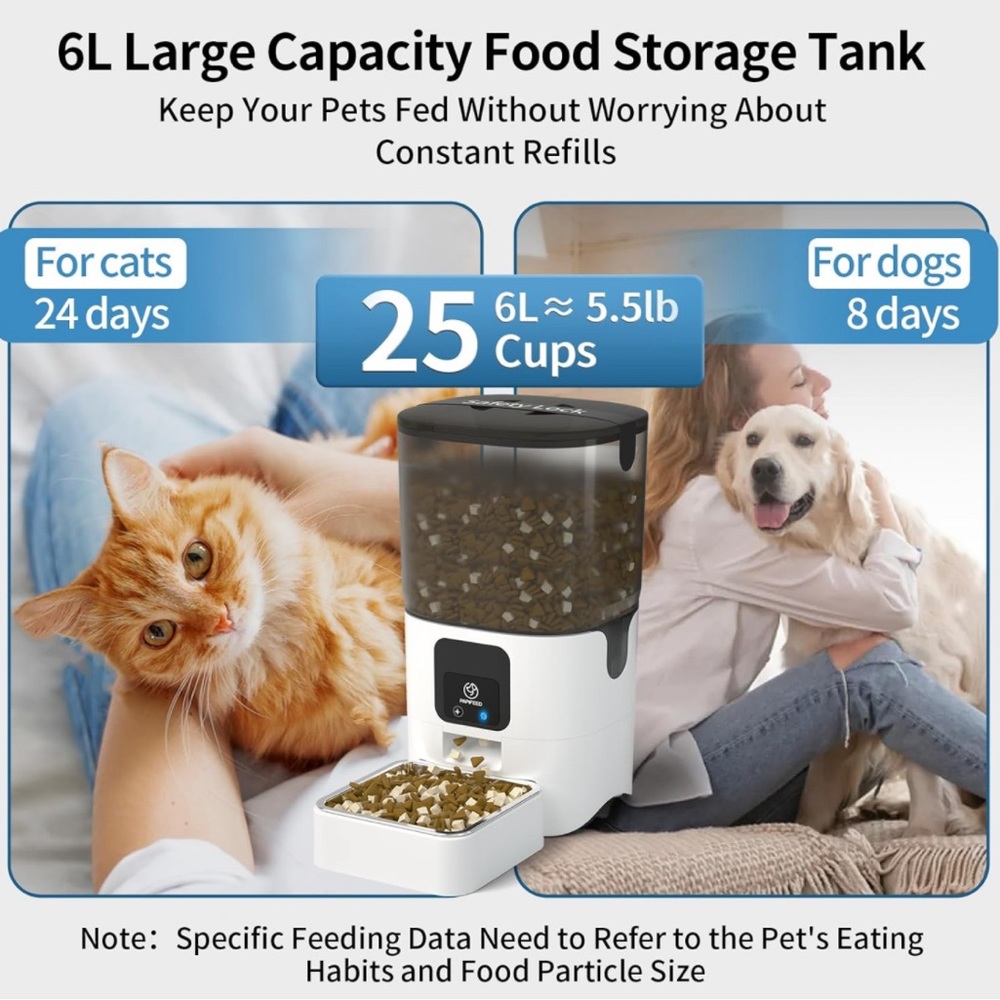 BNIB WiFi Automatic Pet Food Dispenser with Alexa, 1-30 Meals/Day (6L/25cups)